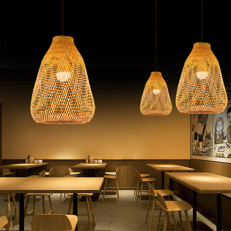 竹艺吊灯简约禅意茶室灯具创意个性灯笼餐厅饭店竹编侘寂风灯罩,淘宝优惠券,粉丝福利购,淘宝优惠卷