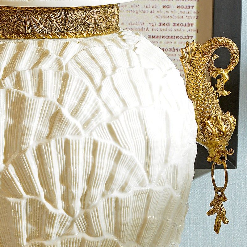 欧式陶瓷配铜储物罐摆件美式软装饰品玄关酒柜贝壳将军罐将军坛,淘宝优惠券,粉丝福利购,淘宝优惠卷