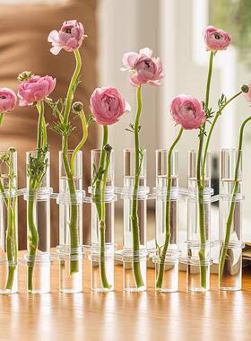 水培花瓶试管水养绿植插花植物容器简约木架摆件台面装饰玻璃花器