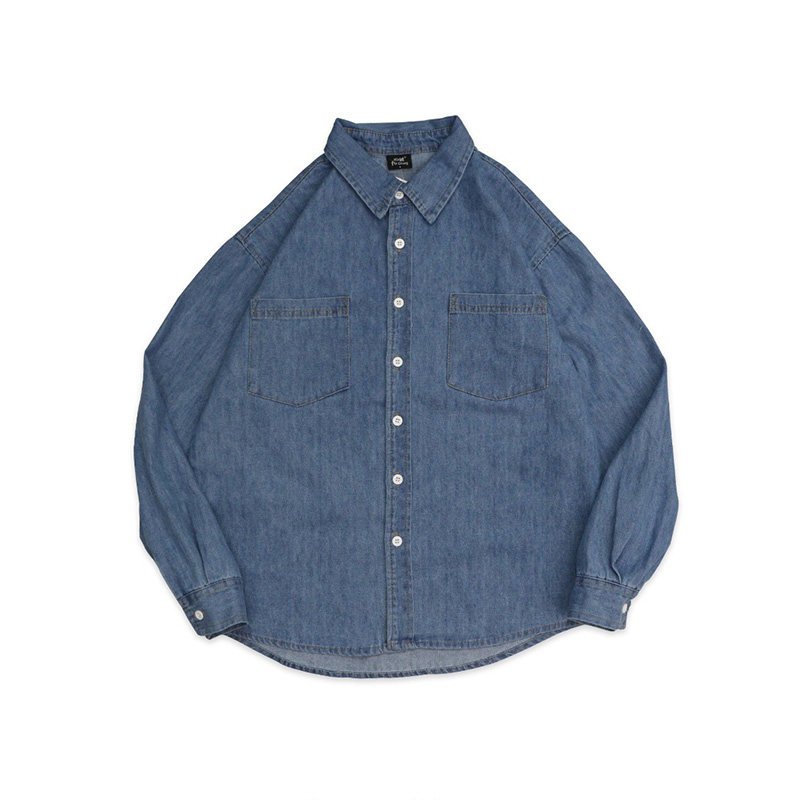 水洗棉长袖牛仔衬衫男内搭春夏季复古做旧薄款外套情侣衬衣男女装,淘宝优惠券,粉丝福利购,淘宝优惠卷