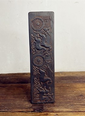 中式复古汉砖雕刻车马图画像砖非遗金石传拓文房镇纸镇尺拓片制作