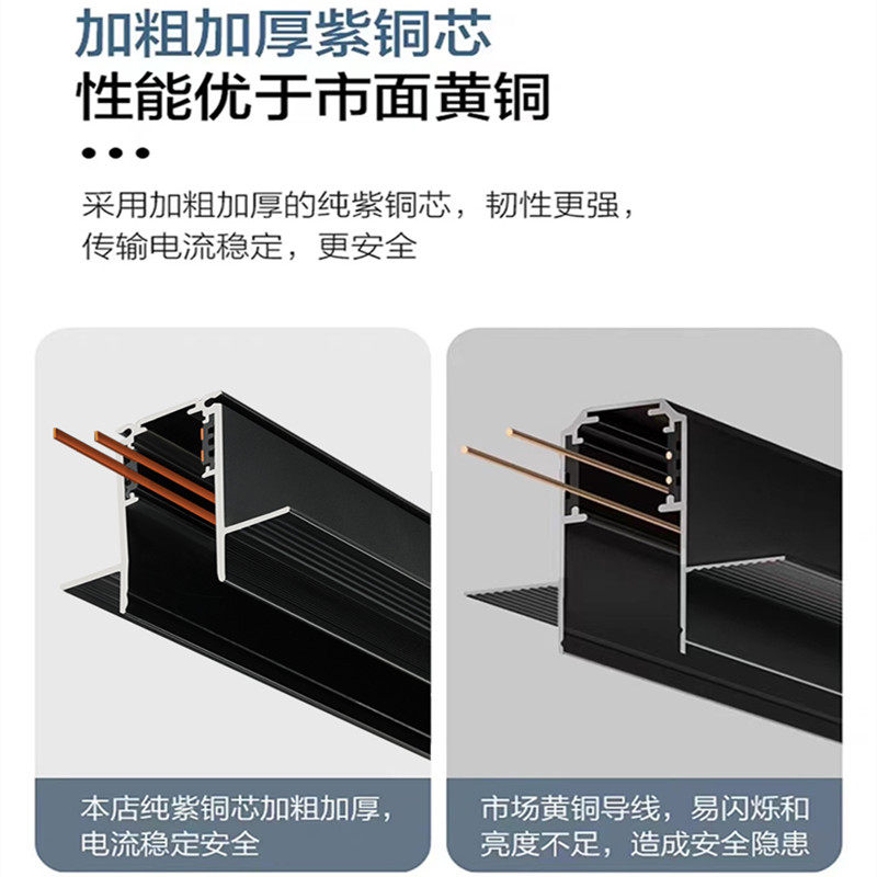 磁吸轨道灯嵌入式明装家用客厅卧室过道无主灯商业照明线形灯泛光,淘宝优惠券,粉丝福利购,淘宝优惠卷