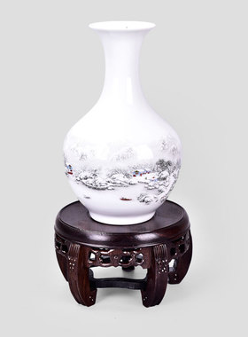 黑檀实木花盆圆形底座佛像花瓶鱼缸奇石头工艺品木雕摆件雕刻托架