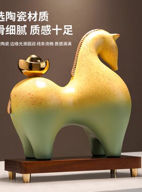 马上有钱摆件招财办公室装饰品高档新中式客厅博古架乔迁开业礼品