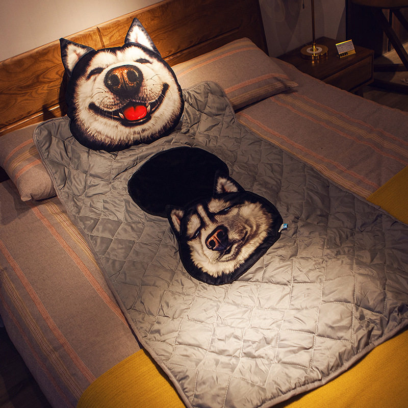 哈士奇抱枕被子两用睡觉男生款午睡小被子枕头折叠办公室靠枕靠垫,淘宝优惠券,粉丝福利购,淘宝优惠卷