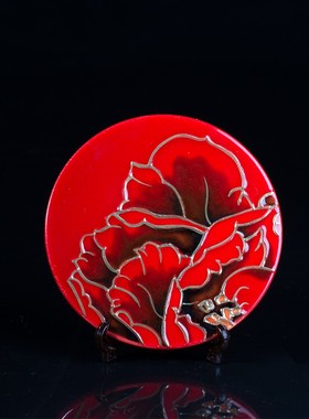 洛阳文创摆件陶瓷牡丹花隔热杯垫家居客厅装饰品乔迁礼结婚礼物