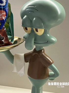 章鱼哥托盘章鱼哥手机架造型收纳摆件置物托盘办公桌面摆饰装饰