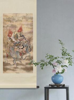 工笔神仙人物国画殷郊殷元帅画像玄关书房供奉新中式装饰卷轴挂画