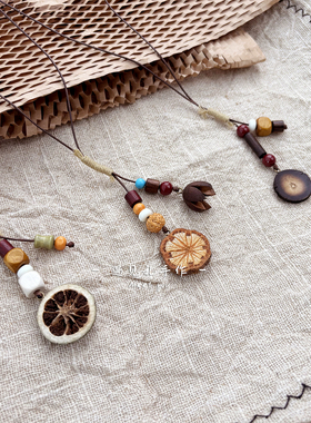 民族风项链原创橡果中药干果毛衣链首饰森系植物长款男女手工编织