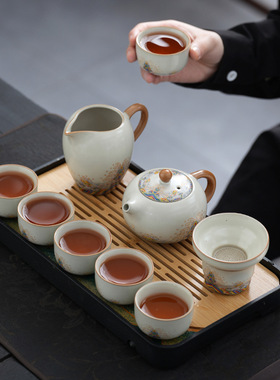 黄汝窑旅行茶具套装家用功夫户外便携式喝茶2025新款盖碗茶杯茶壶