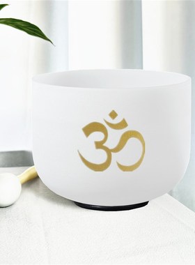 528hz水晶钵瑜伽颂钵欧姆纹音乐碗7音调打击乐器瑜伽钵套装赠棒圈