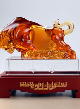琉璃牛摆件办公室桌面招财店铺开业办公室客厅装饰品会议礼品定制
