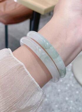 新中式琉璃素圈手镯女轻奢小众精致叮当镯子古风汉服配饰素镯手饰