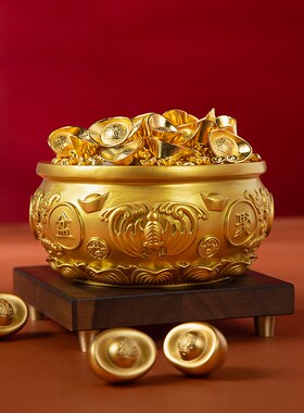 黄铜聚宝盆摆件传统手工制作家居装饰礼品客厅玄关酒柜办公室摆设