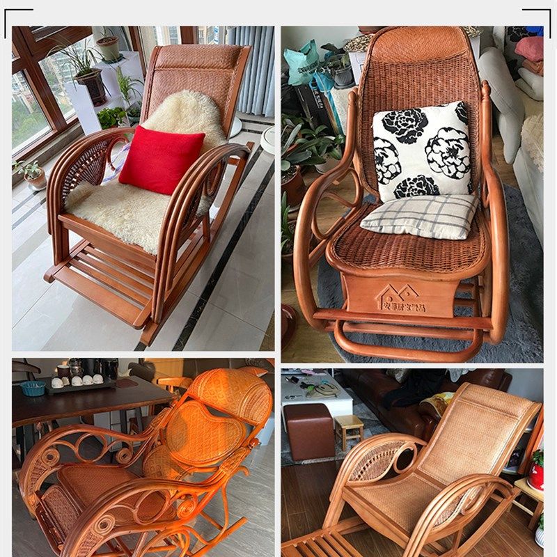 藤椅单人实木阳台天然印尼真藤摇摇椅家用手工全藤椅靠背编织椅子,淘宝优惠券,粉丝福利购,淘宝优惠卷