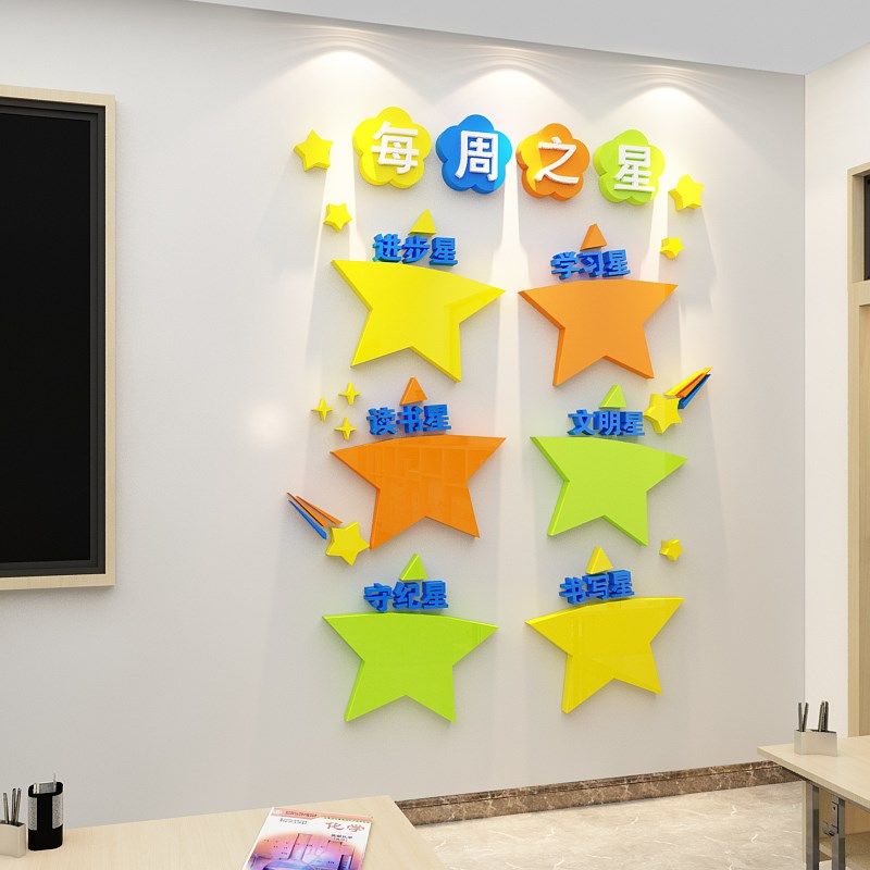 班级布置教室装饰品每周之星中小学辅导培训班激励志文化墙面贴纸,淘宝优惠券,粉丝福利购,淘宝优惠卷