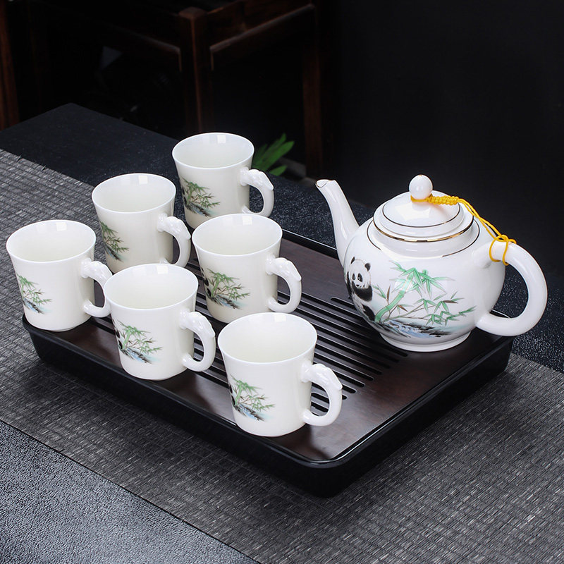 带托盘羊脂玉茶具套装带把有耳防烫茶杯整套功夫茶壶泡茶具茶盘,淘宝优惠券,粉丝福利购,淘宝优惠卷