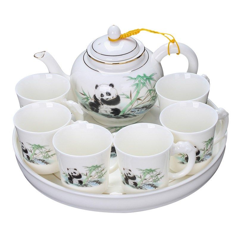 带托盘羊脂玉茶具套装带把有耳防烫茶杯整套功夫茶壶泡茶具茶盘,淘宝优惠券,粉丝福利购,淘宝优惠卷