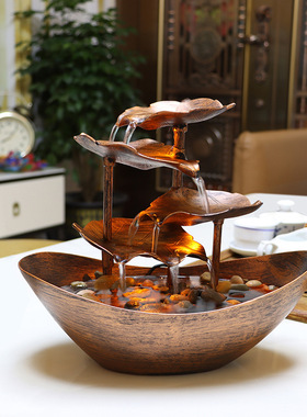 荷叶元宝船桌面流水摆件招财转运创意客厅小型循环水景观喷泉送礼