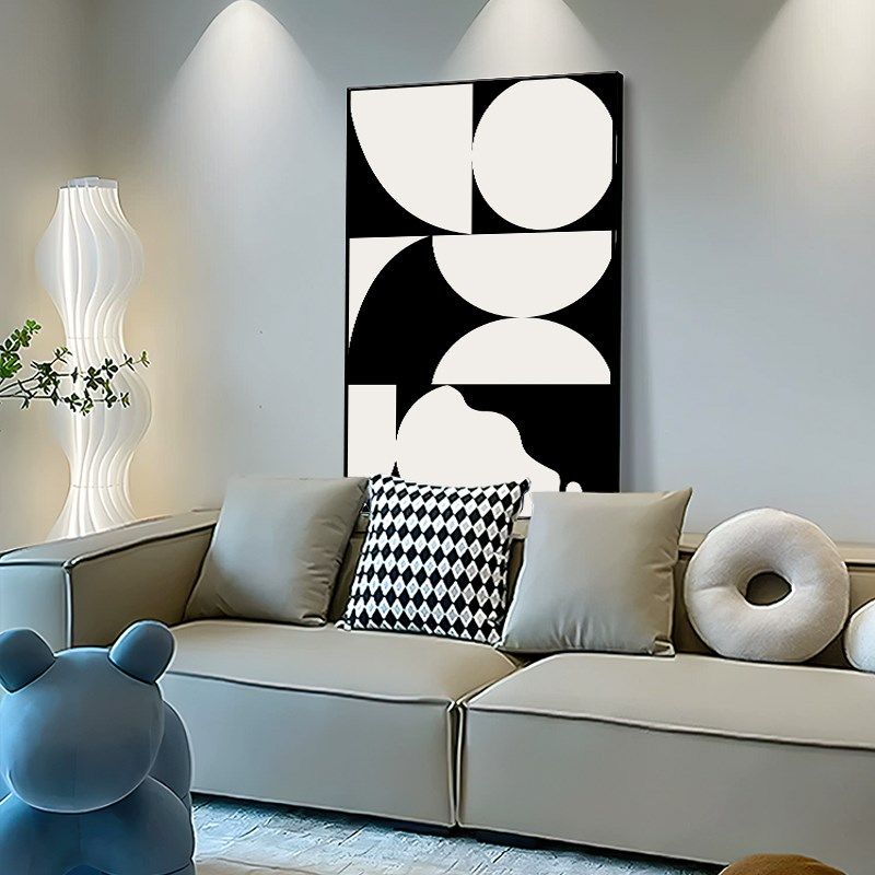 黑白灰装饰画极简风肌理客厅落地画沙发背景墙挂画玄关抽象挂画,淘宝优惠券,粉丝福利购,淘宝优惠卷
