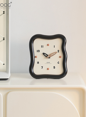 EMITDOOG奶油风客厅高档时钟桌面摆件玄关电视柜装饰品高级感座钟