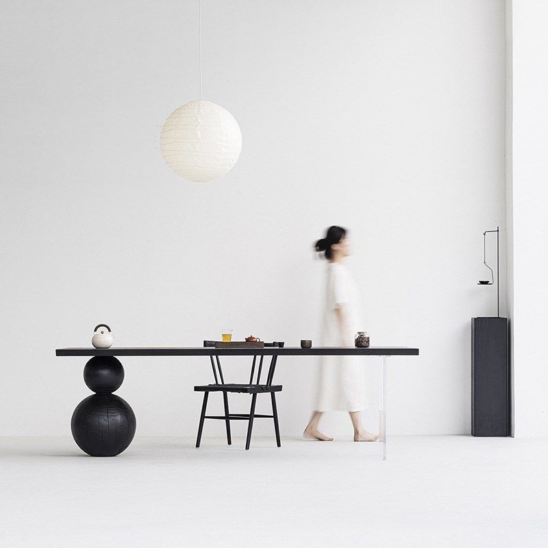 叁几 白蜡木碳化实木大板茶桌家用餐桌侘寂风原木茶台阳台泡茶桌,淘宝优惠券,粉丝福利购,淘宝优惠卷