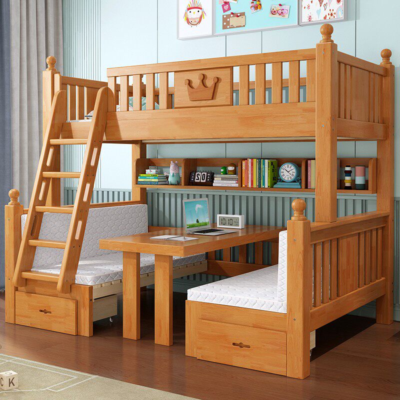 上下床双层床多功能全实木高低床成年小户型上下铺橡木子母儿童床,淘宝优惠券,粉丝福利购,淘宝优惠卷