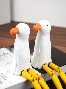 大长腿海鸥手工木雕小摆件可爱卡通木质雕刻公仔学生桌面装饰品