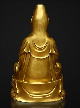 纯铜观音佛像摆件净瓶柳枝坐莲花台居家供奉大小南海观世音菩萨铜