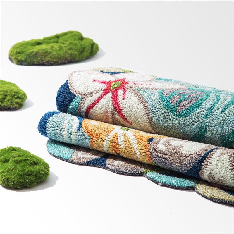 手工地毯长条荷叶边地毯加厚圈绒床边毯沙发茶几毯花卉飘窗毯,淘宝优惠券,粉丝福利购,淘宝优惠卷