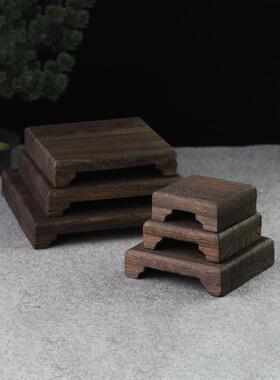 实木底座盆栽花盆花瓶装饰品增高底托奇石石头工艺品摆件实木托架