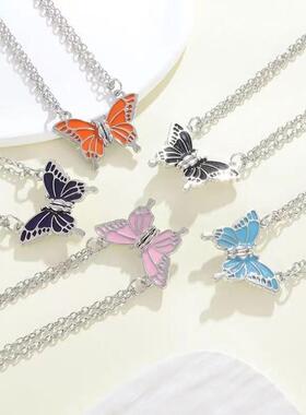 闺蜜小挂件磁铁款二人闺蜜项链款友谊好朋友一对滴油蝴蝶磁石款