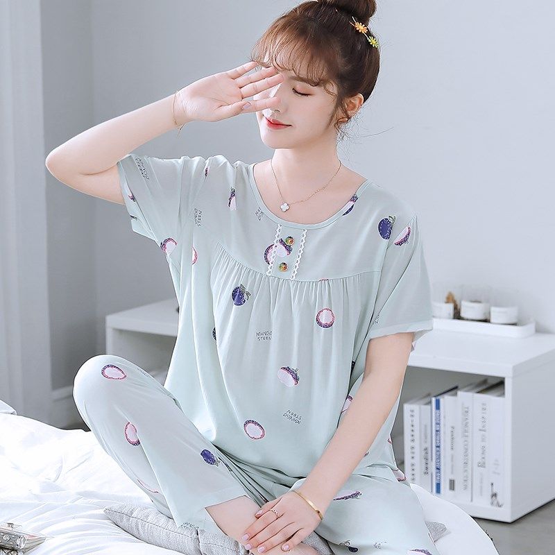 2024年新款夏天棉绸睡衣女夏季套装短袖可爱薄款绵绸春秋款家居服,淘宝优惠券,粉丝福利购,淘宝优惠卷