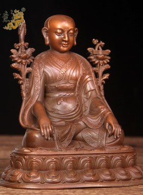 真古意 铜遍智法王噶王巴德协摆件紫铜居家随身铜像客厅摆放工艺