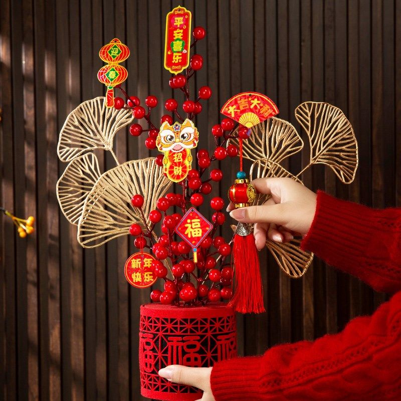 新年装饰品摆件过年客厅发财果福桶2025蛇年春节元旦玄关氛围布置,淘宝优惠券,粉丝福利购,淘宝优惠卷