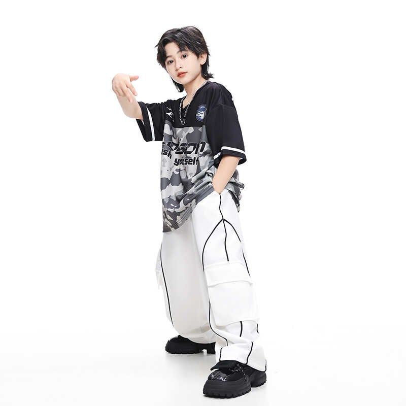 儿童嘻哈街舞套装男童拼色T恤hiphop舞蹈演出服女童爵士舞比赛服,淘宝优惠券,粉丝福利购,淘宝优惠卷