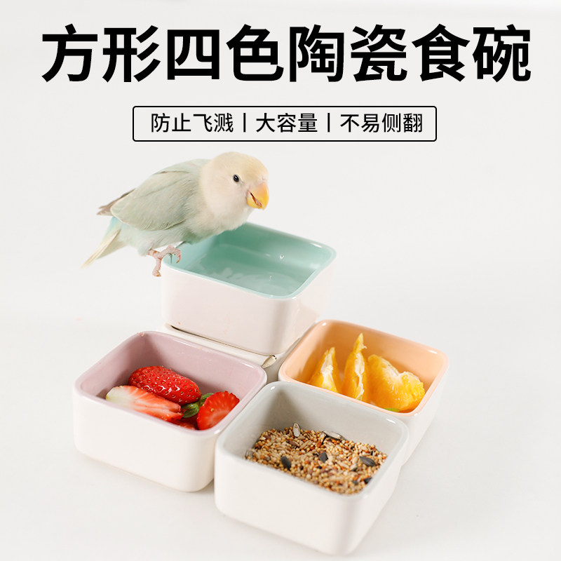 鹦鹉陶瓷食盒防溅防撒食盒幼鸟学吃食盒水碗防打翻鸟笼配件鸟用品,淘宝优惠券,粉丝福利购,淘宝优惠卷