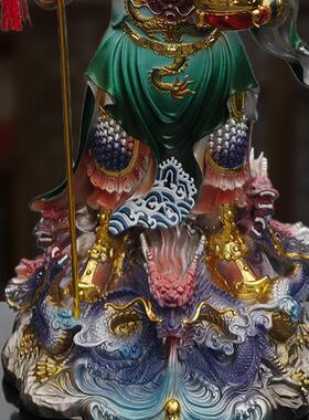 九龙关公摆件神像立刀关二爷招财家用武财神店铺关羽开业供奉佛像