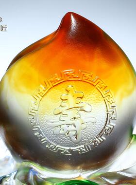 琉璃寿桃摆件送长辈爷爷奶奶贺寿祝寿老人生日礼物607080大寿礼品