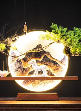 客厅玄关家居装饰乔迁生日礼物led小夜灯摆件陶瓷马桌面高档礼品