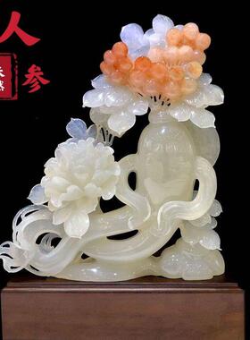 摆件高级感小众天然玉石雕中式家居客厅玄关办公室高档装饰工艺品
