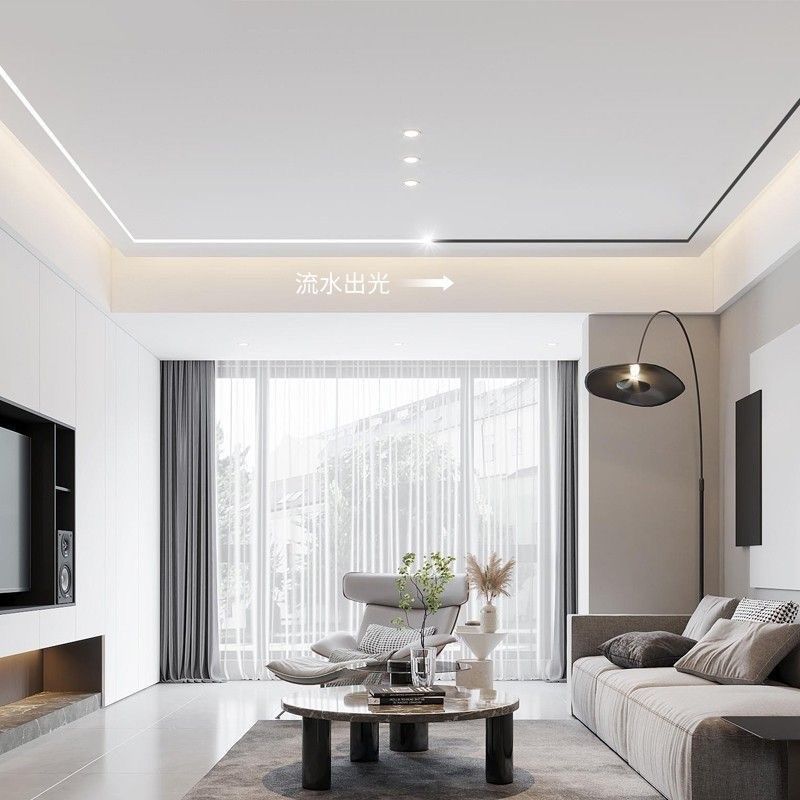 led线条灯嵌入式双眼皮吊顶流水灯带铝槽线形灯卡槽预埋线性灯槽,淘宝优惠券,粉丝福利购,淘宝优惠卷