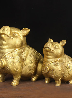 铜百福猪摆件 铜猪摆件 铜生肖猪摆件 卡通猪摆件
