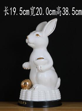 陶瓷兔子摆件客厅大小号白黄色瓷器生肖玉兔吉祥物工艺装饰品招财