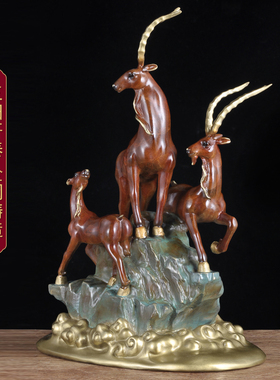 纯铜三羊开泰生肖羊摆件三阳开泰工艺家居客厅办公室老板桌装饰品