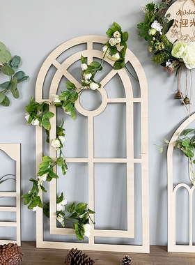 橱窗家用装饰品摆件道具陈列展示架假窗户壁挂创意木质婚礼展台