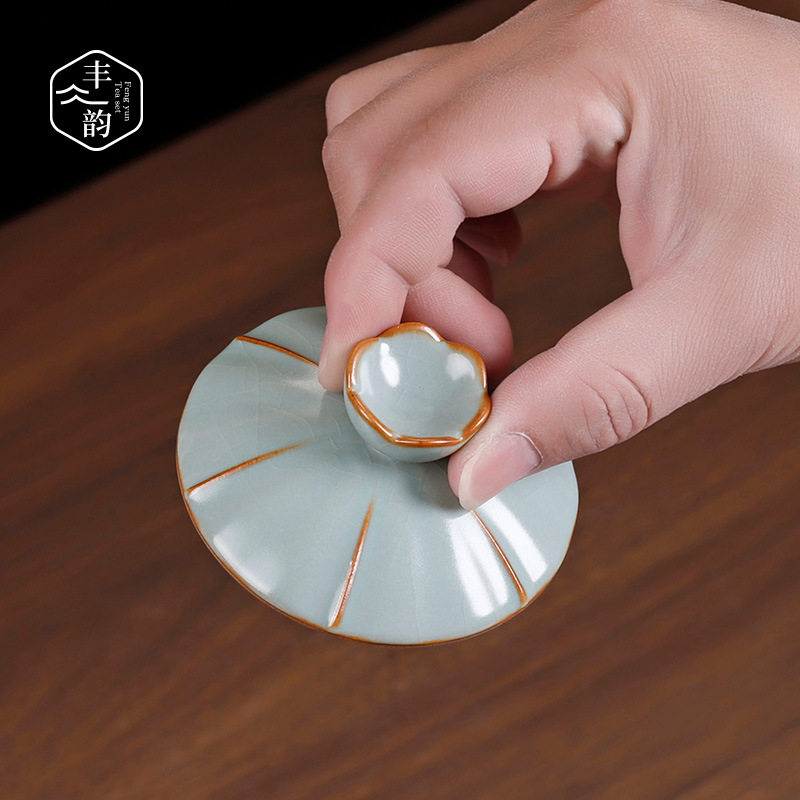 Tea set accessories, bowl and lid, sold separately with lid, Ru kiln Sancai bowl, teacup, single lid, ceramic size