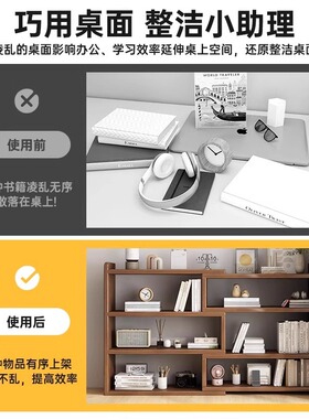 实木书架桌面置物架学生书桌收纳柜子办公室桌上转角小型简易书柜