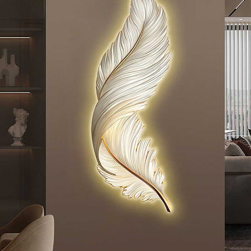 轻奢羽毛玄关装饰画客厅沙发背景墙挂画卧室床头壁画LED气氛灯画,淘宝优惠券,粉丝福利购,淘宝优惠卷