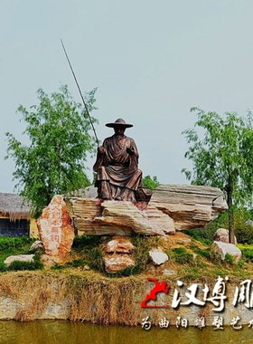 玻璃钢仿铜钓鱼人物雕塑父女垂钓钓鱼爱好者铜雕公园河边渔场景观